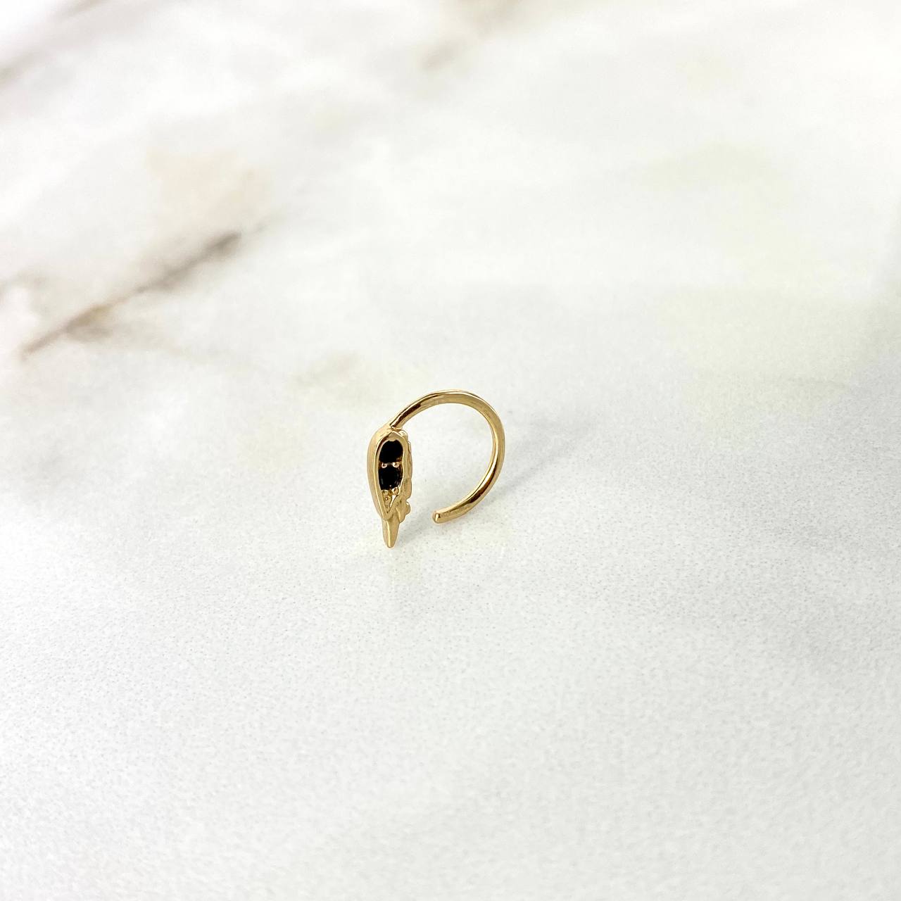 Piercing Hoop Ala 0.7gr / 1cm / Black Zircons Yellow Gold (Jewel)