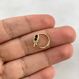 Piercing Hoop Ala 0.7gr / 1cm / Black Zircons Yellow Gold (Jewel)