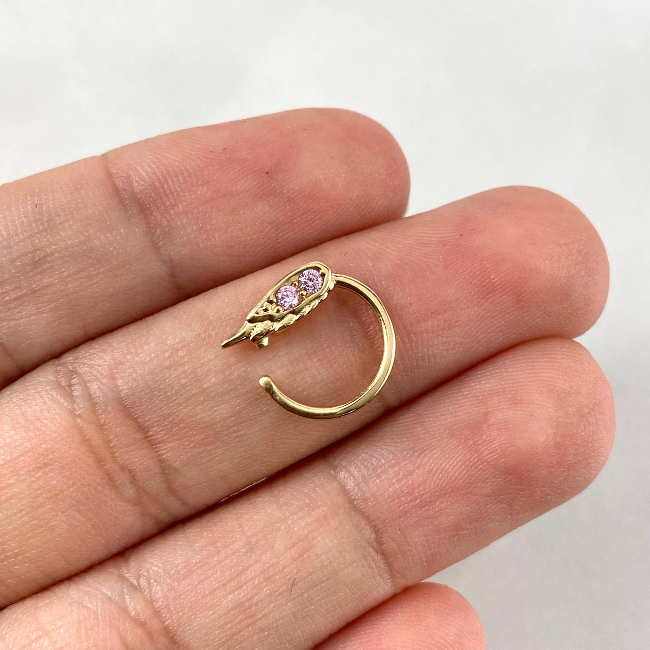 Piercing Hoop Ala 0.7gr / 1cm / Pink Zircons Yellow Gold (Jewel)