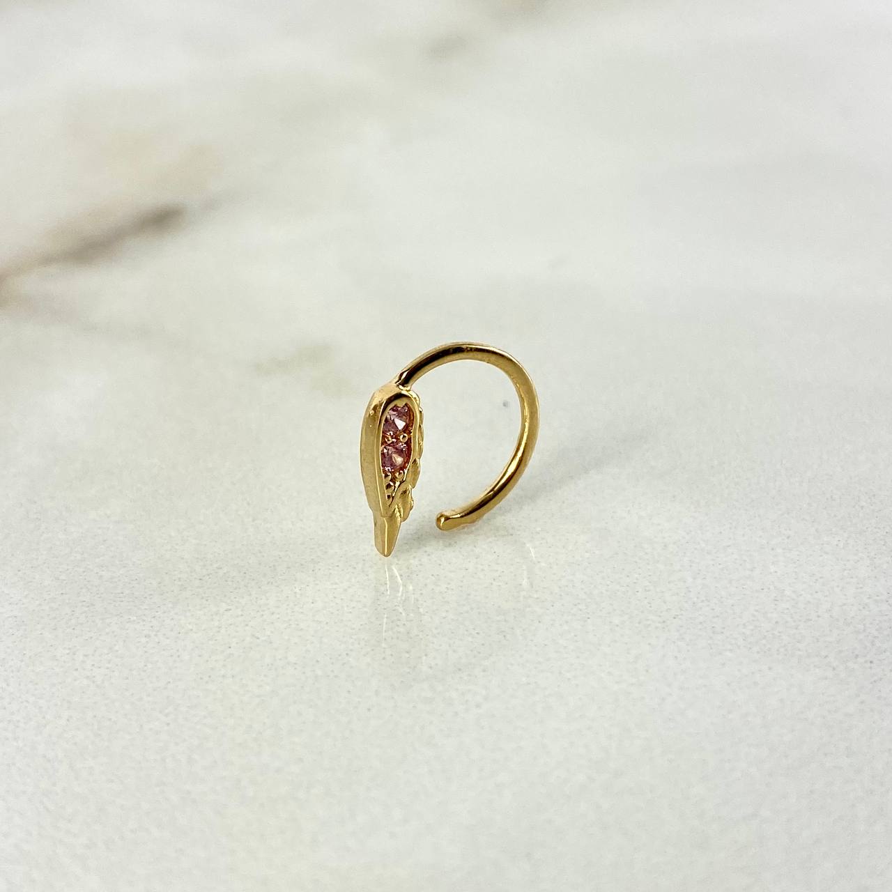 Piercing Hoop Ala 0.7gr / 1cm / Pink Zircons Yellow Gold (Jewel)