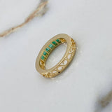 Anillo Banda Infinito  3.6gr / T6 3/4 / 1.2 Kt Esmeralda Oro Amarillo (Joya)$