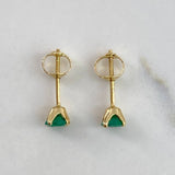 Stud Earrings Bezel 1gr / 1.5cm / 81 Pts Emerald Four Claws Yellow Gold (Jewel)$