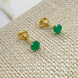 Stud Earrings Bezel 1gr / 1.5cm / 81 Pts Emerald Four Claws Yellow Gold (Jewel)$