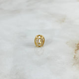 Charm Oval Basteado 0.85gr / 0.7cm / 7mm White Zircons Yellow Gold ©