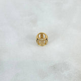 Charm Oval Basteado 0.9gr / 0.7cm / 7mm Black White Zircons Yellow Gold ©
