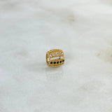 Charm Oval Basteado 0.9gr / 0.7cm / 7mm Black White Zircons Yellow Gold ©