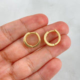 Candongas Carril Grabado 2.78gr / 1.35cm / 24pts Esmeraldas Oro Amarillo (Joya) ©