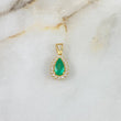 Pendant Pear 2.35gr / 2.3cm / 38pts Emerald 32pts Diamonds Yellow Gold (Jewel) ©