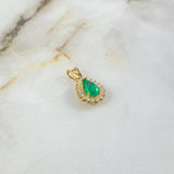 Pendant Pear 2.35gr / 2.3cm / 38pts Emerald 32pts Diamonds Yellow Gold (Jewel) ©