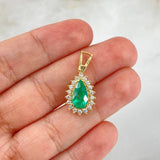 Pendant Pear 2.35gr / 2.3cm / 38pts Emerald 32pts Diamonds Yellow Gold (Jewel) ©
