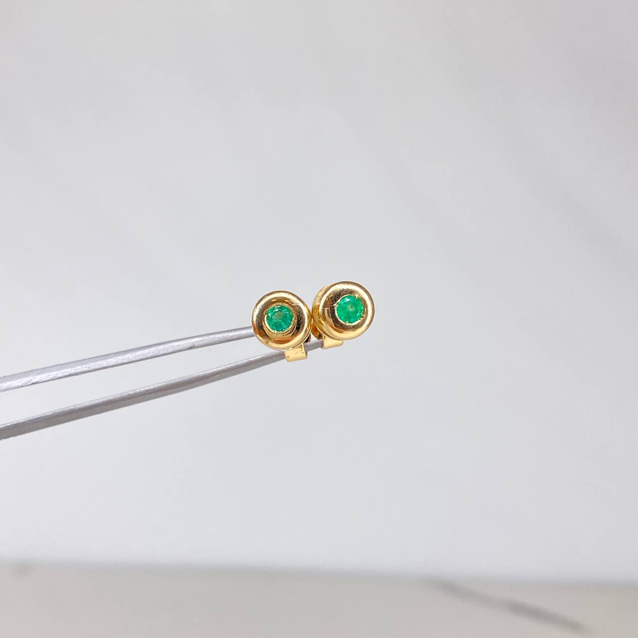 Stud Earrings Drum 2.55gr / 1cm / 36 Emerald Points Yellow Gold (Jewelry Offer) &