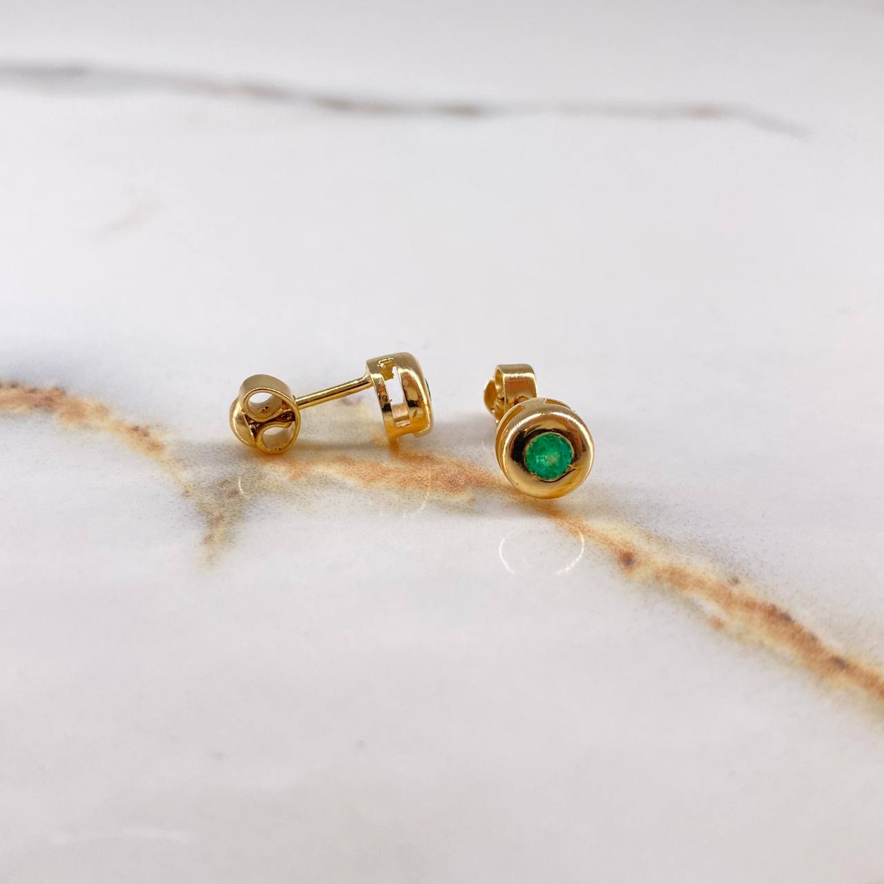 Stud Earrings Drum 2.55gr / 1cm / 36 Emerald Points Yellow Gold (Jewelry Offer) &