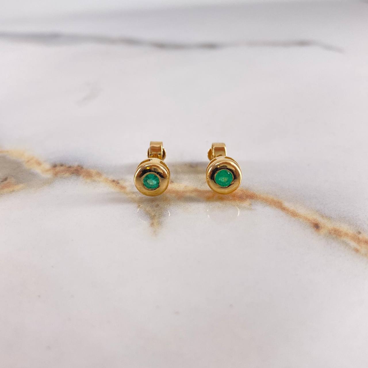 Stud Earrings Drum 2.55gr / 1cm / 36 Emerald Points Yellow Gold (Jewelry Offer) &