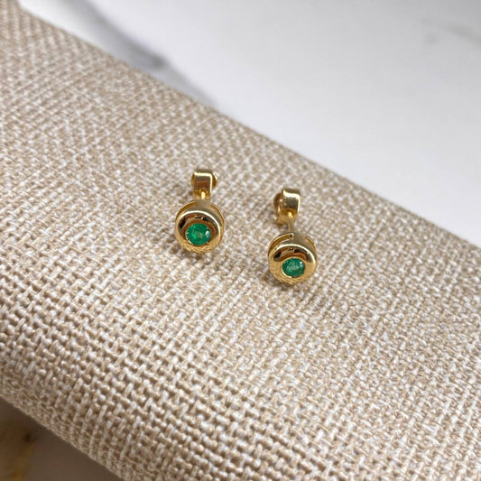 Stud Earrings Drum 2.55gr / 1cm / 36 Emerald Points Yellow Gold (Jewelry Offer) &