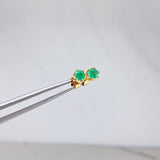 Stud Earrings Bezel 1.85gr / 1cm / 50 Pts Emerald Yellow Gold (Jewelry Offer) &