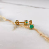 Stud Earrings Bezel 1.85gr / 1cm / 50 Pts Emerald Yellow Gold (Jewelry Offer) &
