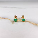 Stud Earrings Bezel 1.85gr / 1cm / 50 Pts Emerald Yellow Gold (Jewelry Offer) &