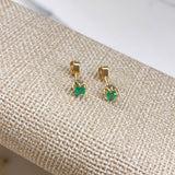 Stud Earrings Bezel 1.85gr / 1cm / 50 Pts Emerald Yellow Gold (Jewelry Offer) &