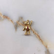 Pendant Bear 2.1gr / 2.5cm / White Black Fuchsia Zircons Tie Yellow Gold &