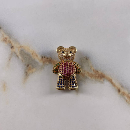 Dije Oso Articulado  7.9gr / 2.5cm / Circones de Colores Corbatin Oro Amarillo