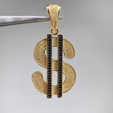 Pendant Dollar Sign 20gr / 6.5cm / White and Black Zircons Yellow Gold (Offer) &
