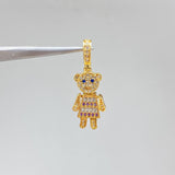 Pendant Bear 2.35gr / 3cm / White Blue Lilac Zircons Yellow Gold &