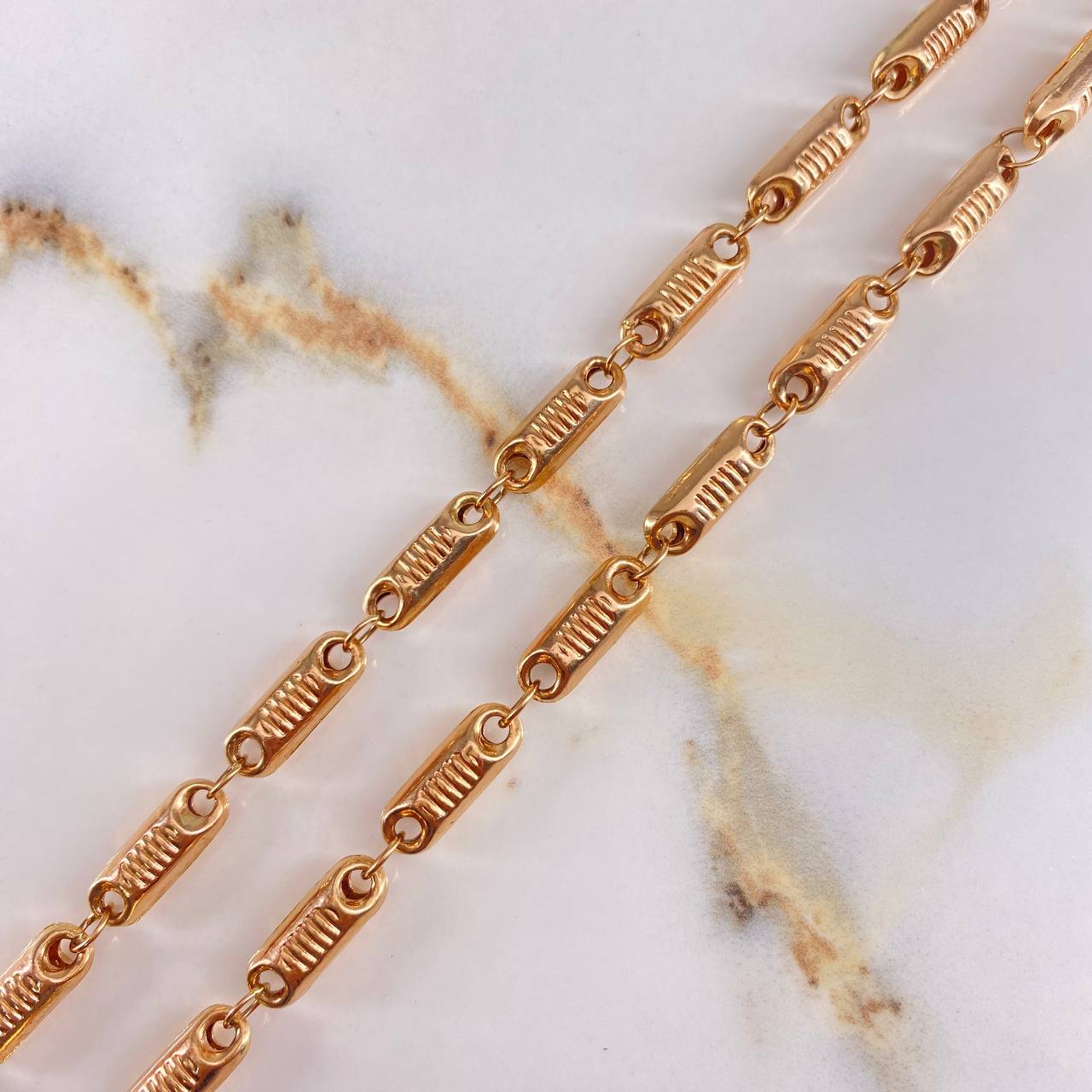 Rustic Chain 21.75gr / 60cm-Rose Gold Barrel Groove (Offer) &