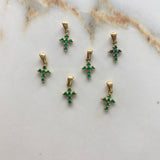 Pendant Cross 0.55gr / 1.5cm / Mini 20pts Emerald Yellow Gold (Jewel) $