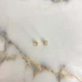Stud Earrings Bow 0.9gr / White Zircon Yellow Gold &