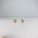 Stud Earrings Bow 0.9gr / White Zircon Yellow Gold &
