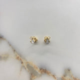 Stud Earrings Bow 0.9gr / White Zircon Yellow Gold &
