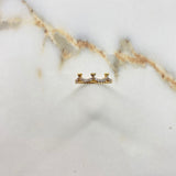 Heart Crown Ring 2.35gr / Size 6 3/4 / White Zircons Yellow Gold &