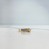 Three Line Ring 2.2gr / T6 1/2 / White Zircons Two Yellow and White Golds &