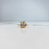 15s Years Ring 2.85gr / T7 1/4 / White Zircons Two Yellow and White Golds &