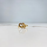 Ring 15s Hearts 2.8gr / Size 7 1/4 / White Zircons Yellow Gold &