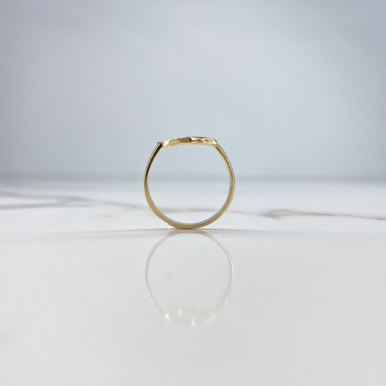 Ring 15s Hearts 2.8gr / Size 7 1/4 / White Zircons Yellow Gold &