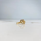 Ring 15s Hearts 2.8gr / Size 7 1/4 / White Zircons Yellow Gold &