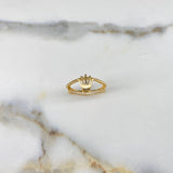 Anillo Lineas Corona  3.5gr / T7 3/4 / Circones Blancos   Oro Amarillo &