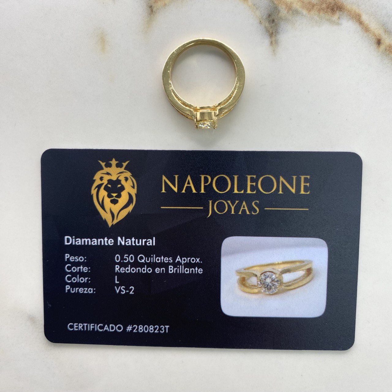 Anillo Solitario Dos Lineas 5.28gr / T6 / Diamante 50pts Oro Amarillo (Joya) &