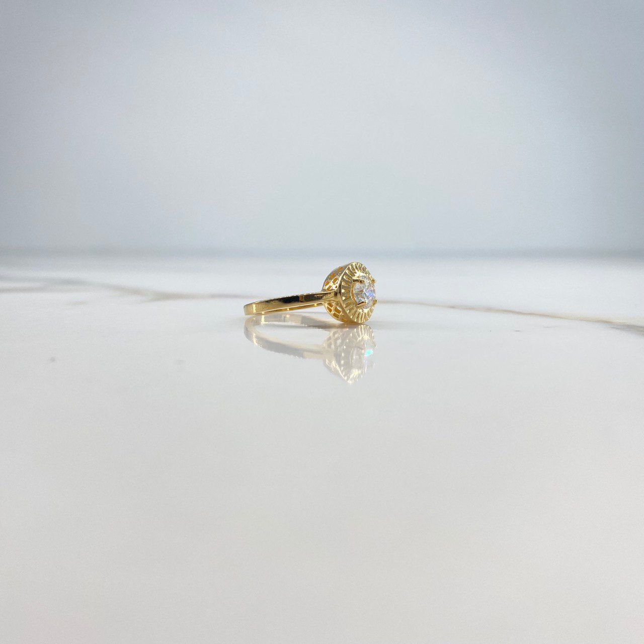 Anillo Solitario Halo 4.18gr / T5 / Diamante 50pts Oro Amarillo (Joya) &