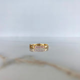 Love Ring 2.35gr / Size 7 1/2 / Pink Zircons Yellow Gold &