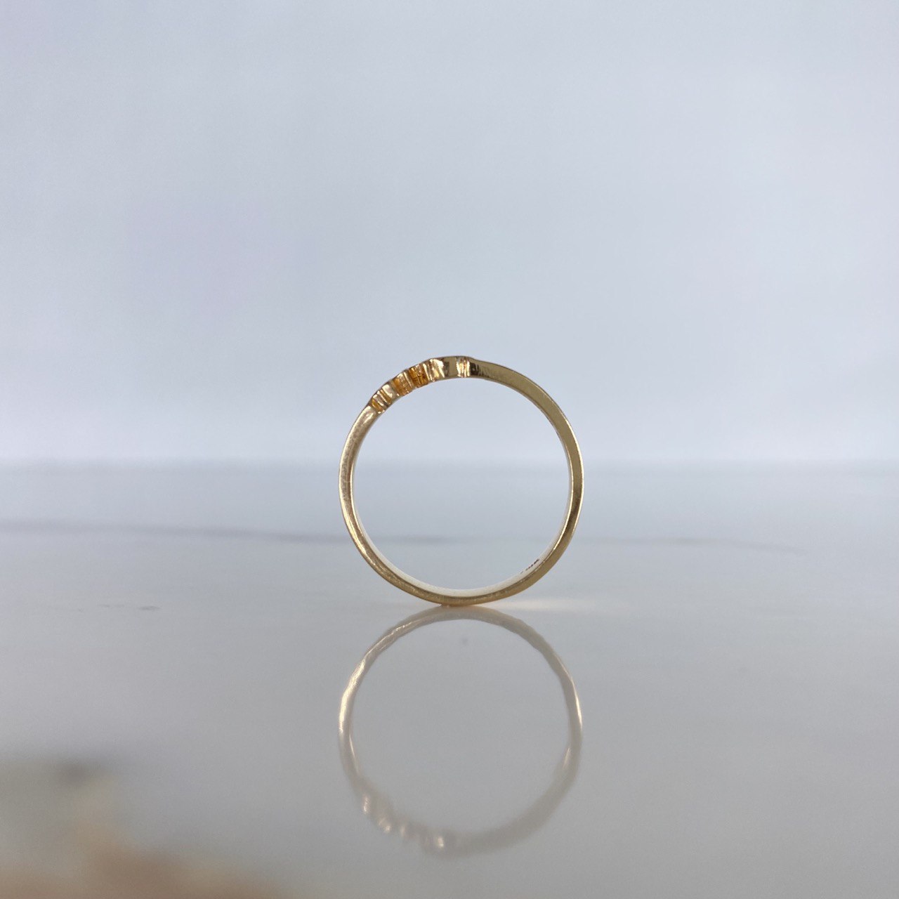 Love Ring 2.35gr / Size 7 1/2 / Pink Zircons Yellow Gold &