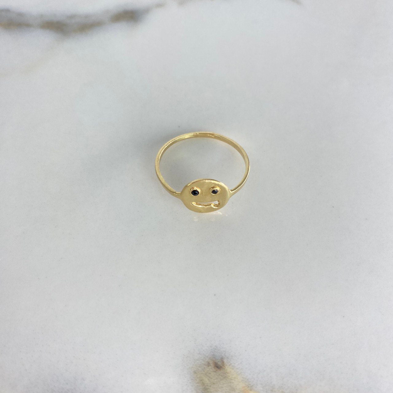Emoji Ring 1.45gr / T8 1/2 / Black Zircons Yellow Gold &