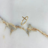 Cross Ring 1.55gr / Size 7 1/4 / White Zircons Yellow Gold &