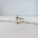 Cross Ring 1.55gr / Size 7 1/4 / White Zircons Yellow Gold &