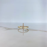 Cross Ring 1.55gr / Size 7 1/4 / White Zircons Yellow Gold &