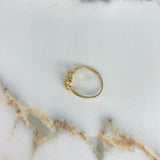 Three Hearts Ring 2.55gr / Size 7 1/4 / White Zircons Yellow Gold &