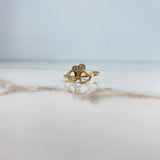 Three Hearts Ring 2.55gr / Size 7 1/4 / White Zircons Yellow Gold &