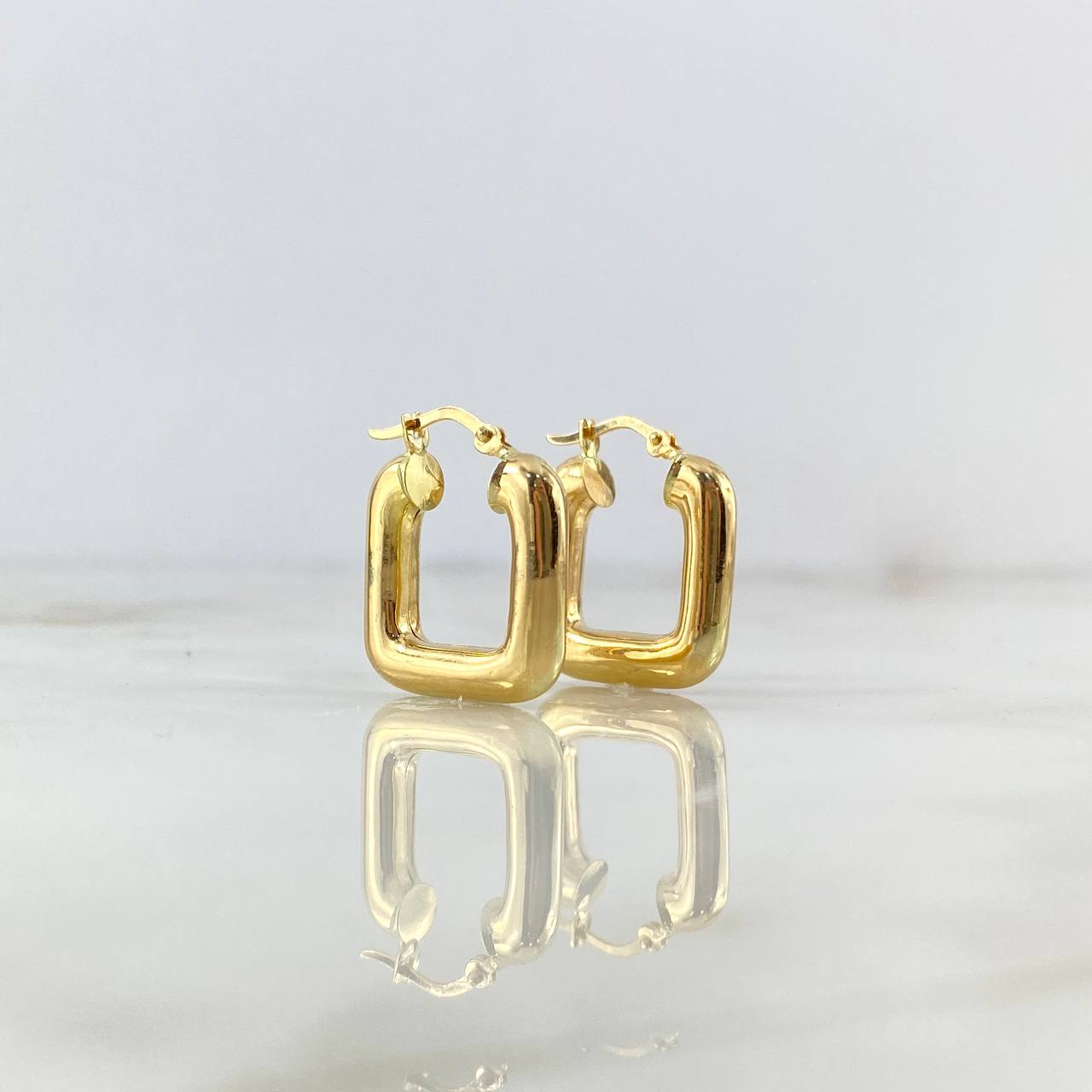 Hoop Earrings Elvi 2.75gr / 2.2cm / Grid-patterned Polished Yellow Gold ©