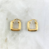 Hoop Earrings Elvi 2.75gr / 2.2cm / Grid-patterned Polished Yellow Gold ©